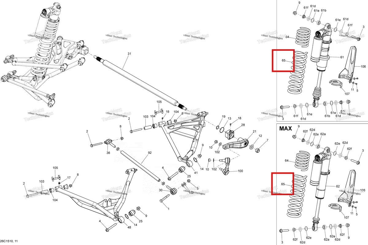 Деталь 706001949 на схеме узла 2015 Can-Am MAVERICK MAX 1000 XDS-DPS Rear Suspension