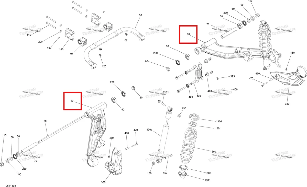 Деталь 706002414 на схеме узла 2018 Can-Am OUTLANDER MAX 6X6 - 650 EFI - T3 Rear Suspension