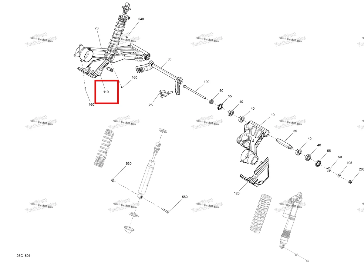 Деталь 706002999 (Левый Joint защита Can-Am Commander 1000R EFI (2018) (706002999)) на схеме узла 2018 Can-Am COMMANDER MAX 800R EFI Rear Suspension Commander
