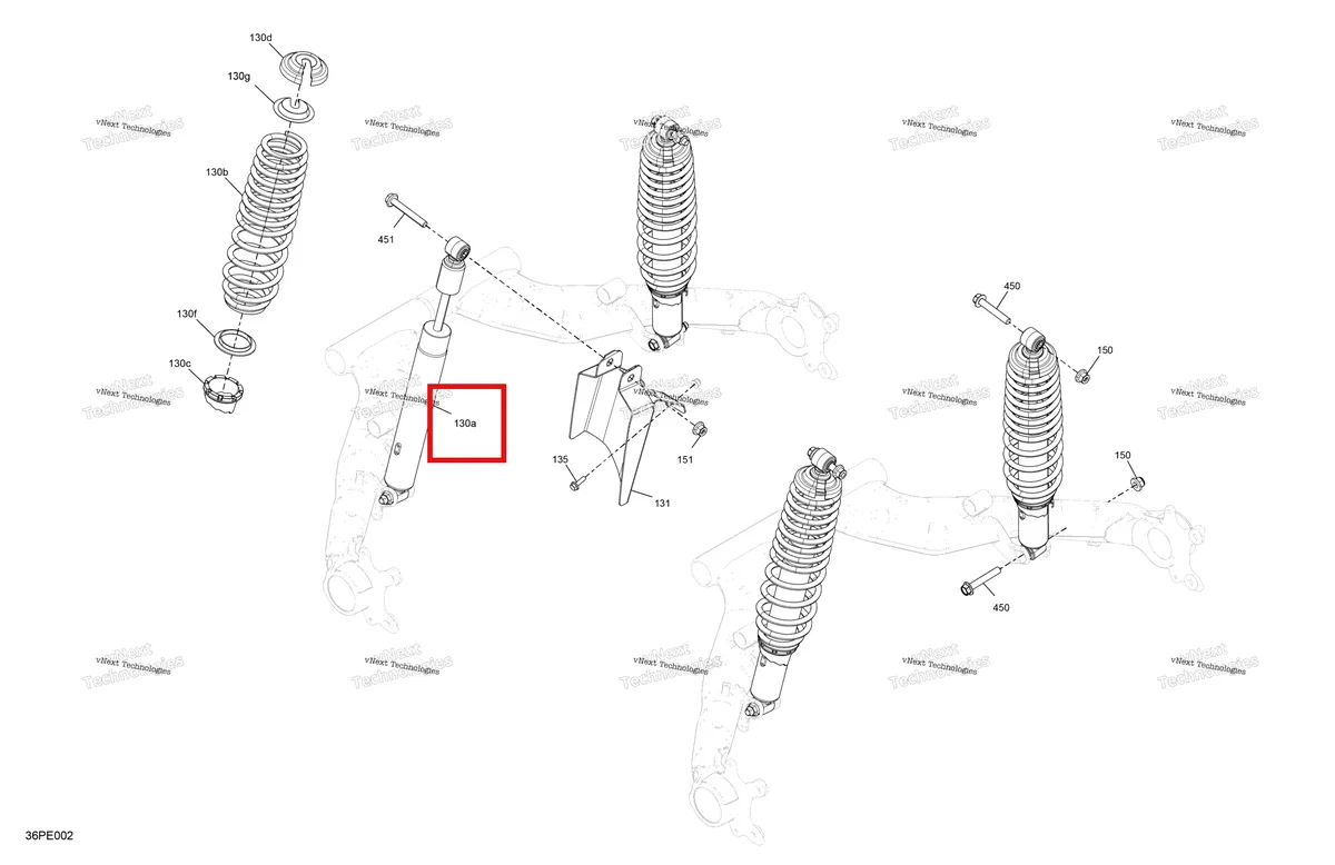 Деталь 706003033 на схеме узла 2025 Can-Am OUT-MAX - 6X6 - DPS - 650 EFI - 5YSA - Tundra Green Suspension - Rear Shocks