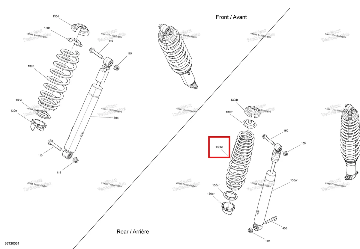Деталь 706003232 на схеме узла 2020 Can-Am Outlander MAX 650 EFI Shocks - Dps