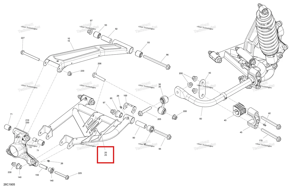 Деталь 706003317 на схеме узла 2019 Can-Am MAVERICK TRAIL 1000 - DPS - T2B SERIES Rear Suspension