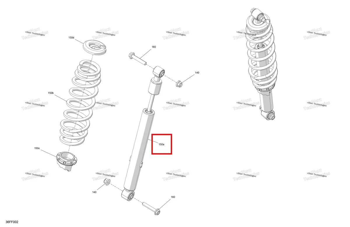 Деталь 706003362 на схеме узла 2026 Can-Am OUTL-PRO-MAX - 4X4 - XU - HD7 - 2BTE - Compass Green Suspension - Rear Shocks