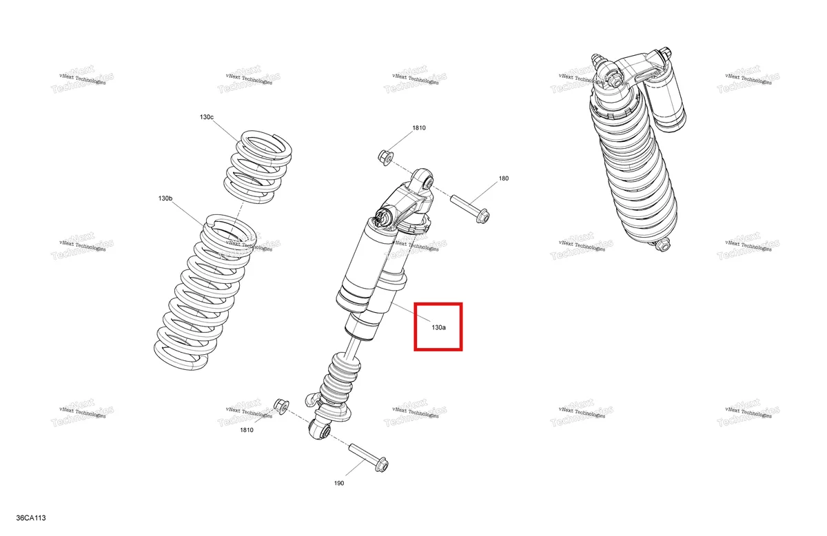 Деталь 706003503 на схеме узла 2021 Can-Am Maverick Sport MAX 1000R - DPS Suspension - Rear Shocks - Dps