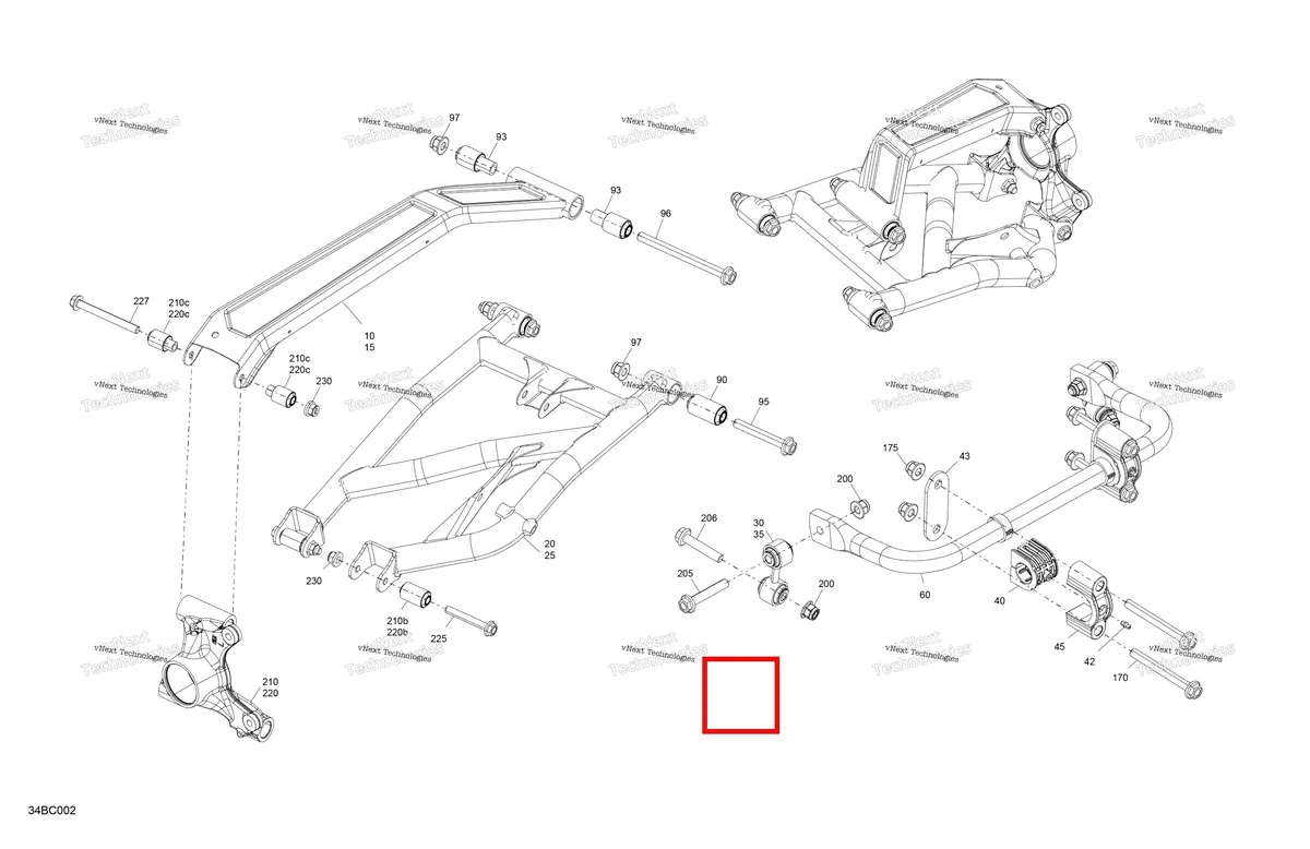 Деталь 706003718 (Magma красный правый верхний подвески рычаг Can-Am Maverick Sport 1000R XRC (2022) (706003718)) на схеме узла 2023 Can-Am Commander 1000R EFI - XTP Suspension - Rear Components