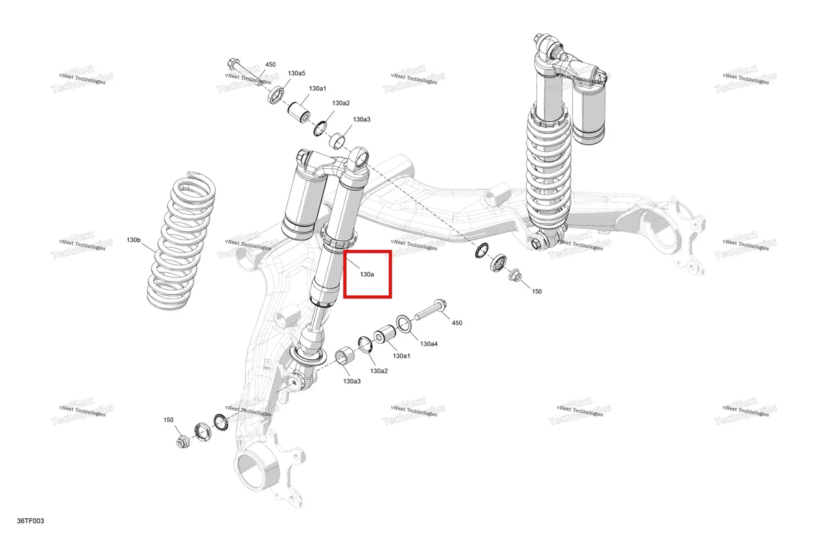 Деталь 706004493 на схеме узла 2026 Can-Am RENEGADE - 4X4 - XMR - 1000R EFI - 5UTA - Hyper Silver Suspension - Rear Shocks