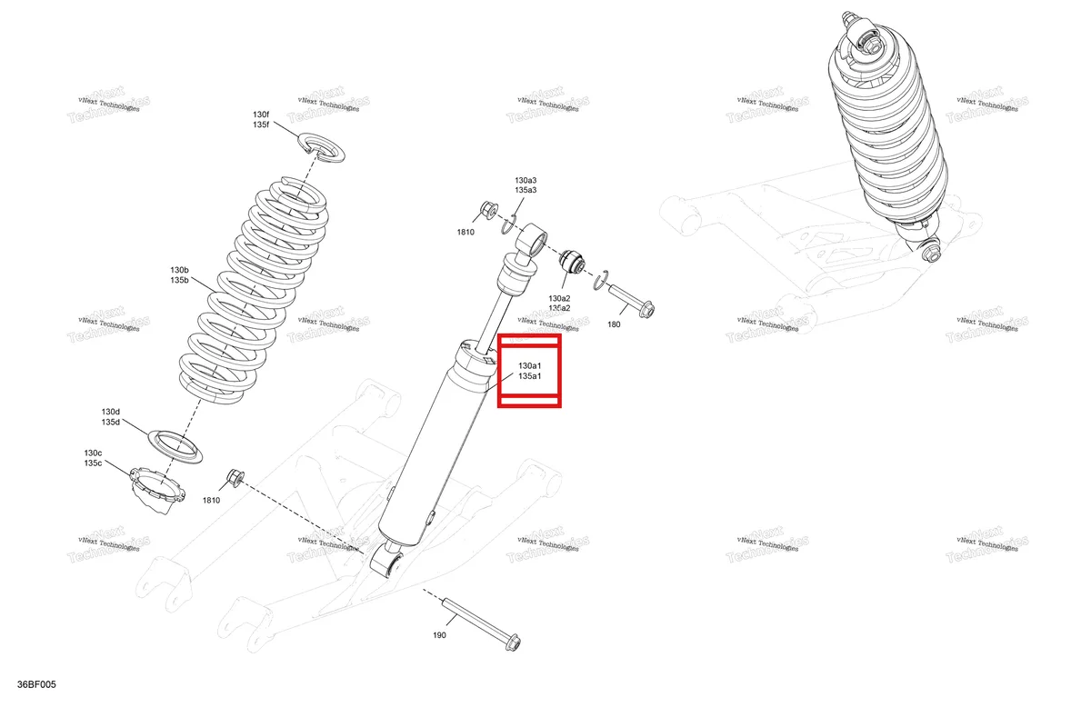 Деталь 706004558 (Задний амортизатор Can-Am Commander 1000R EFI DPS (2022) (706004558)) на схеме узла 2026 Can-Am Commander MAX - 1000R EFI - DPS - 6HTC - Compass Green - 60