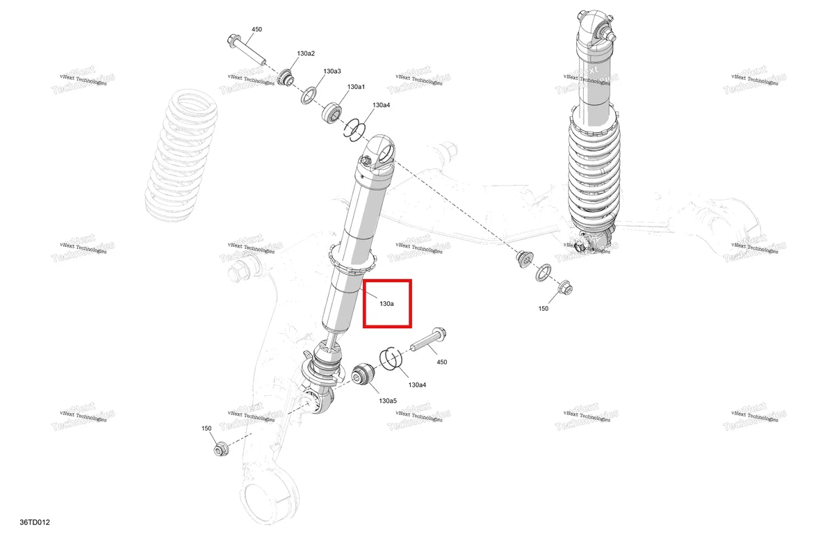 Деталь 706004851 на схеме узла 2024 Can-Am Outlander 1000R EFI 4X4 - 5KRB - X MR Package - Hyper Silver Suspension - Rear Shocks