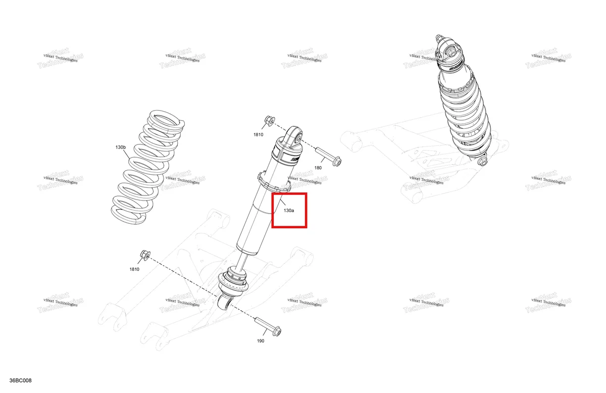 Деталь 706004858 на схеме узла 2023 Can-Am Maverick Sport 1000R - DPS Suspension - Rear Shocks