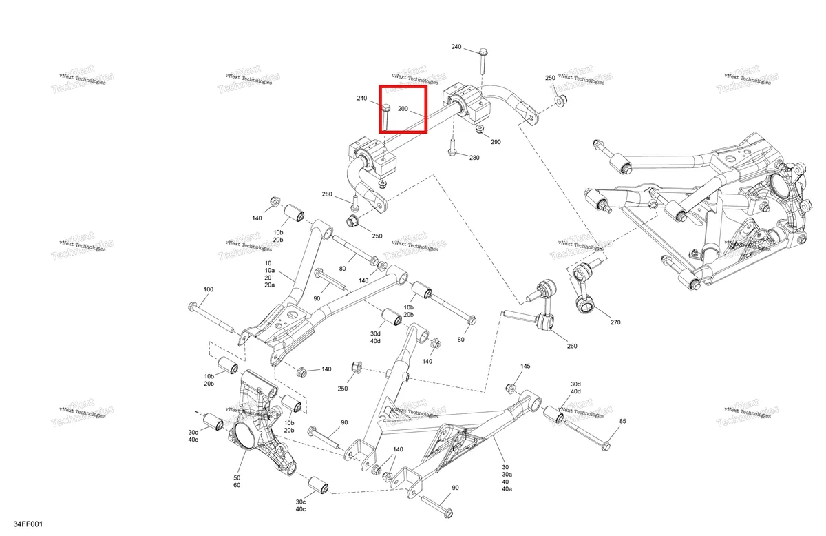 Деталь 706004983 (Стабилизатор в сборе Can-Am Outlander 4x4 DPS 700 (2025) (706004983)) на схеме узла 2026 Can-Am OUTLANDER - 4X4 - STD - 700 - 1CTB - CALI - Granite Grey Suspension - Rear Components