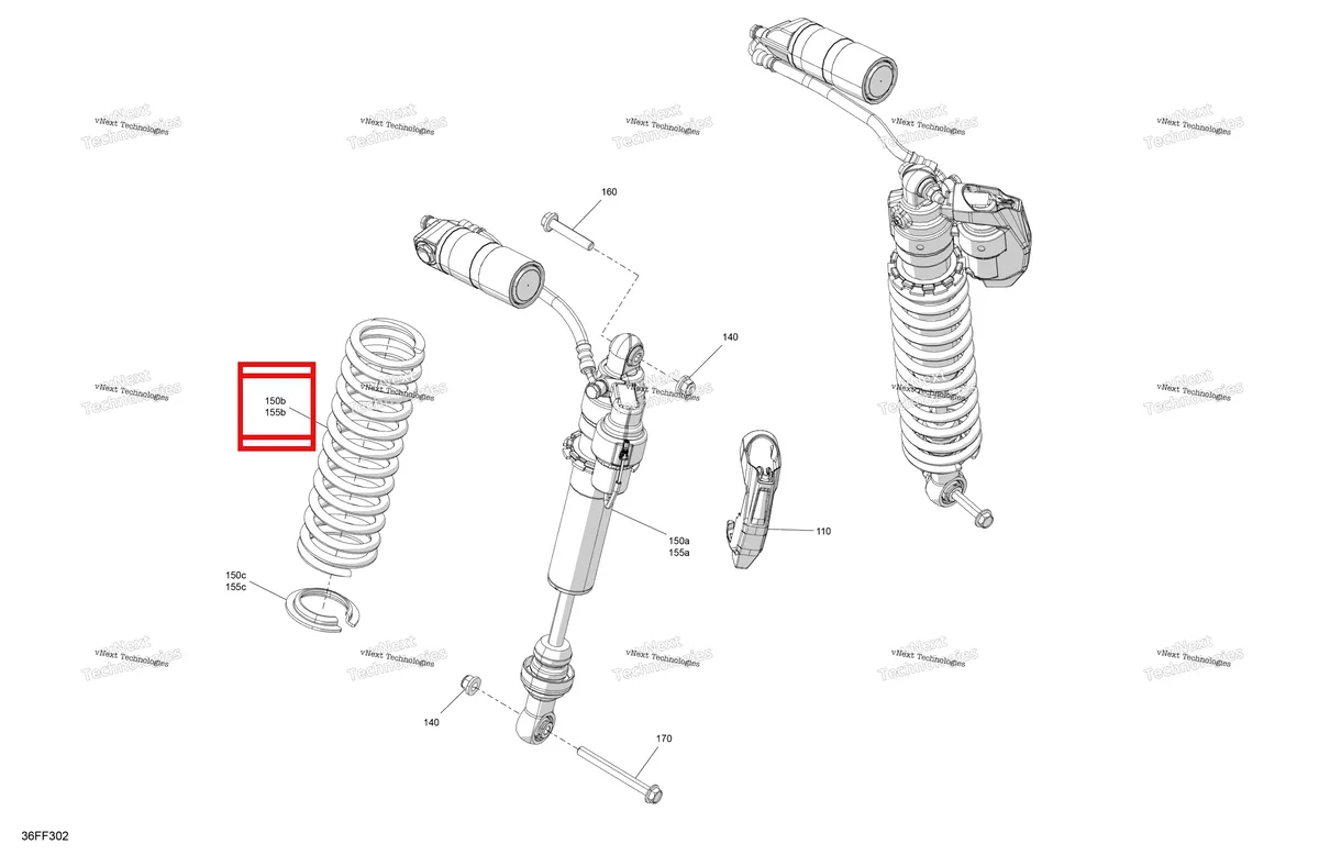 Деталь 706005098 на схеме узла 2026 Can-Am OUTLANDER - 4X4 - XTP - 1000R - 4HTJ - Mineral Gray Satin Suspension - Rear Shocks