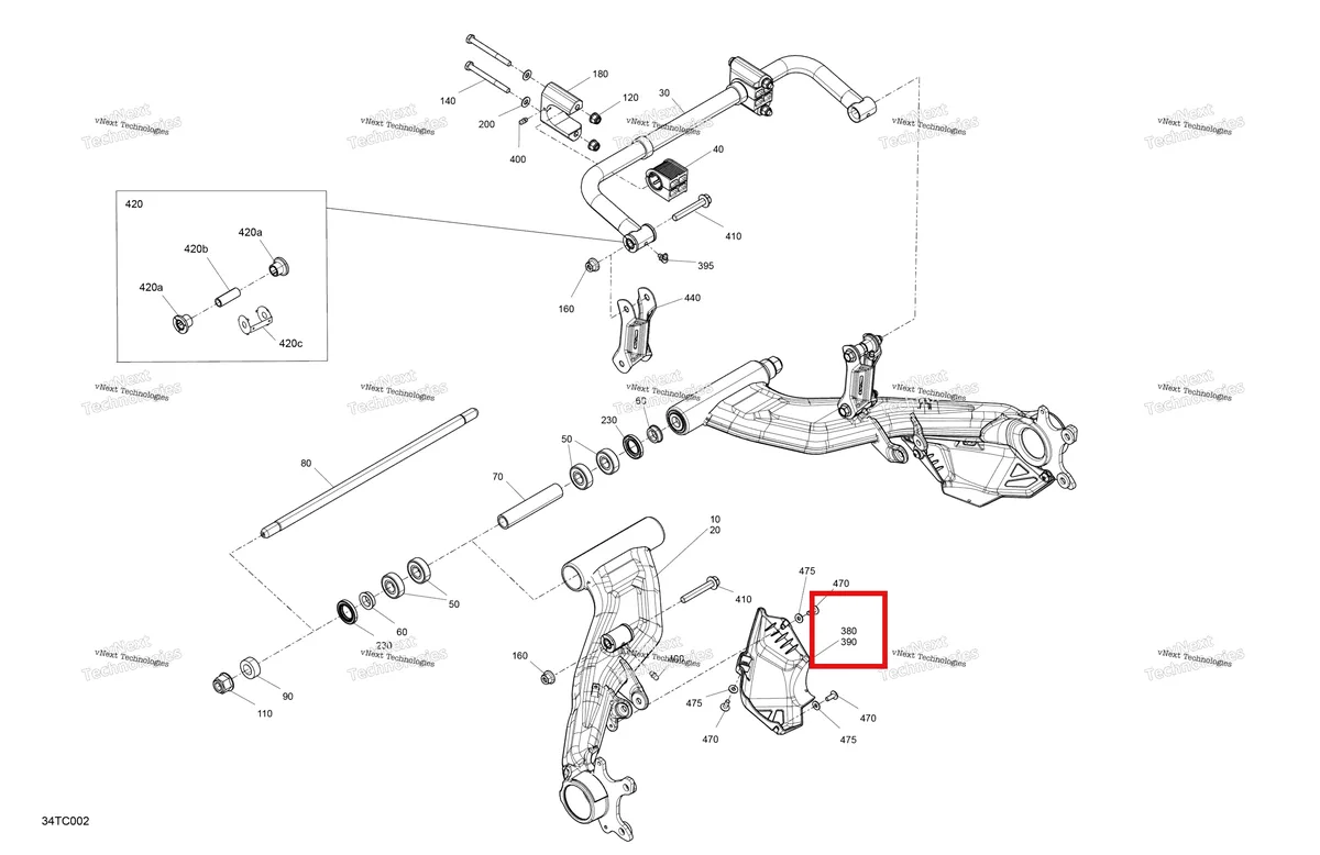 Деталь 706005101 (Левый задний шрус защита Can-Am Outlander 1000R EFI XMR (2022) (706005101)) на схеме узла 2023 Can-Am Renegade 1000R EFI - XXC Suspension - Rear Components