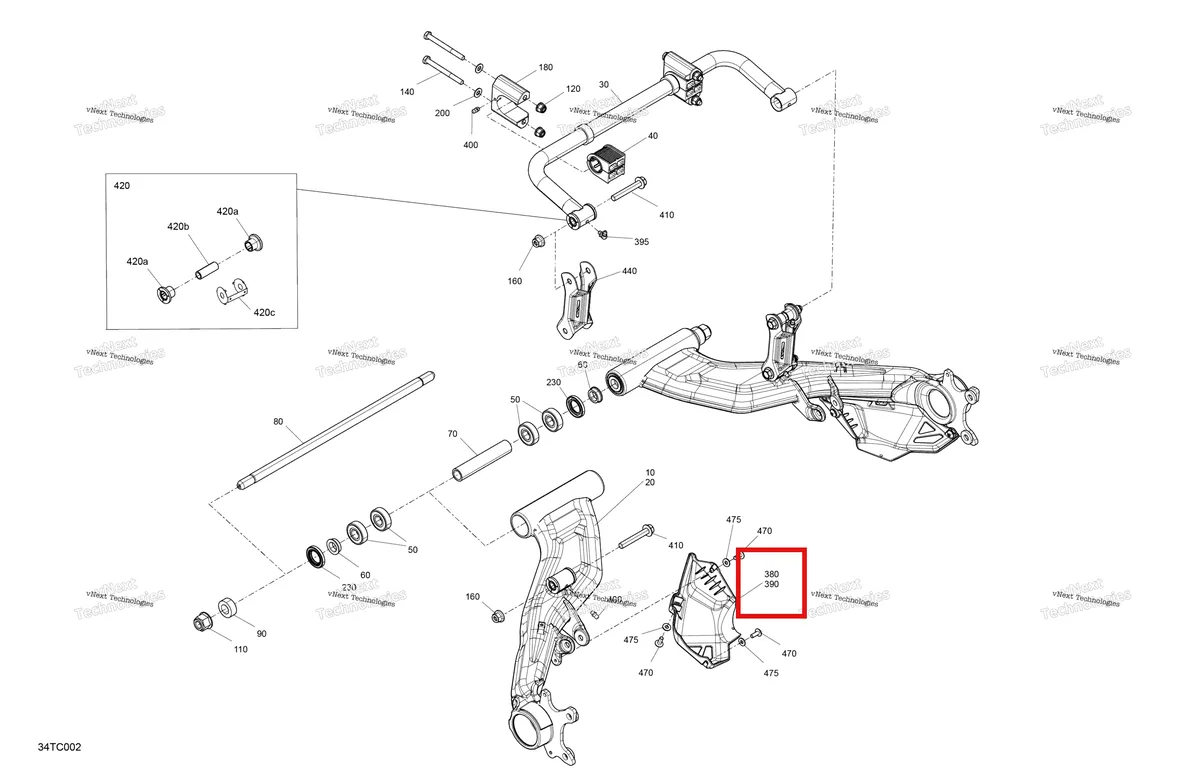 Деталь 706005102 (Правый задний шрус защита Can-Am Outlander 1000R EFI XMR (2022) (706005102)) на схеме узла 2023 Can-Am Renegade 1000R EFI - XXC Suspension - Rear Components