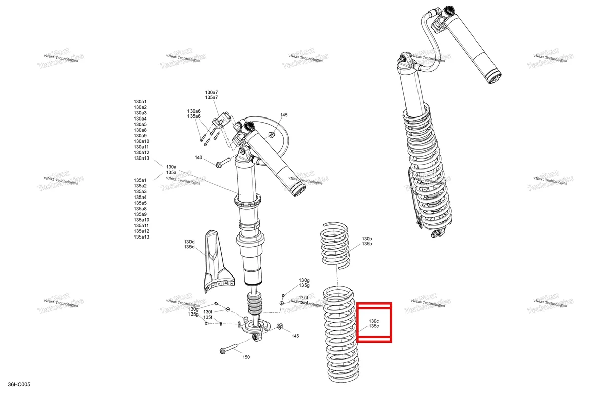 Деталь 706005130 на схеме узла 2023 Can-Am Maverick Turbo RR - XRS STD Suspension - Rear Shocks