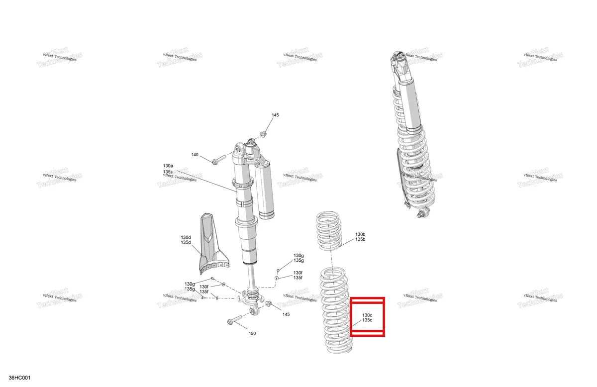 Деталь 706005135 на схеме узла 2023 Can-Am Maverick Turbo RR - RS Suspension - Rear Shocks