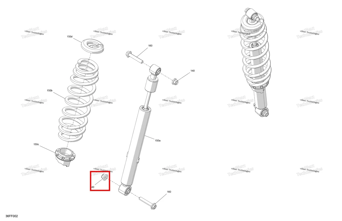 Деталь 706005176 на схеме узла 2026 Can-Am OUT-MAX - 4X4 - DPS - 500 - 1VTB - Legion Red Suspension - Rear Shocks