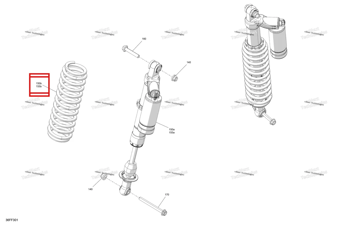 Деталь 706005188 на схеме узла 2026 Can-Am OUTLANDER - 4X4 - XTP - 1000R - 4HTB - CALI - Mineral Gray Satin Suspension - Rear Shocks