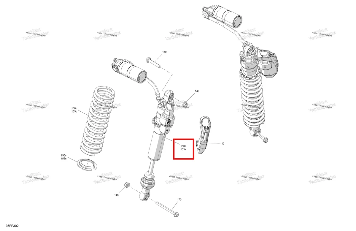 Деталь 706005190 на схеме узла 2026 Can-Am OUTLANDER - 4X4 - XTP - 1000R - 4HTJ - Mineral Gray Satin Suspension - Rear Shocks