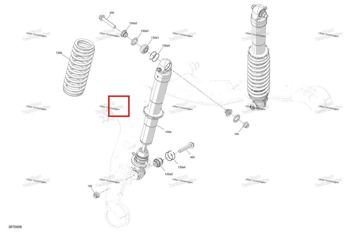 Деталь 706005304 на схеме узла 2024 Can-Am Renegade 650 EFI - 4TRA - X MR Package - Catalyst Gray Suspension - Rear Shocks