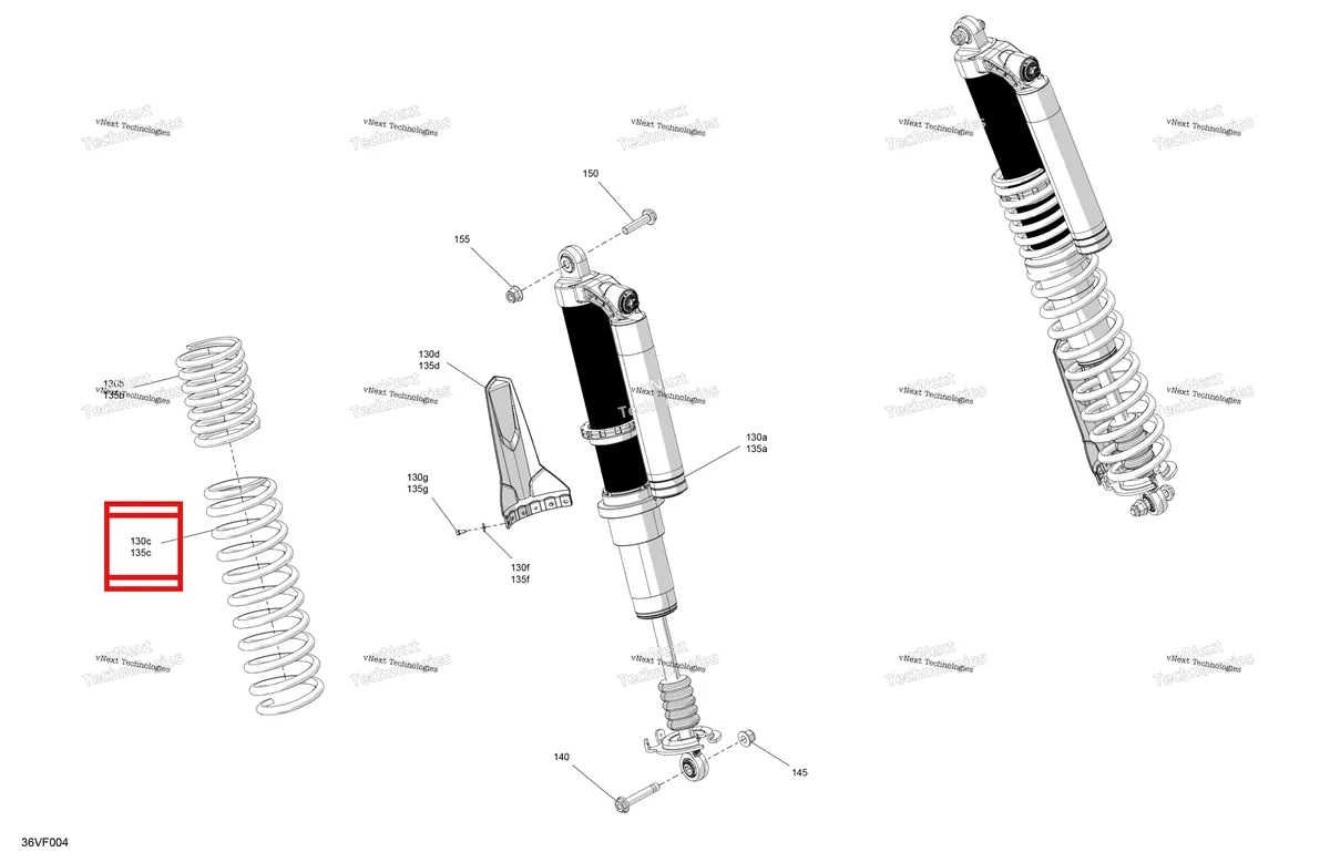 Деталь 706005561 (Legion красный компрессионный пружина Can-Am Maverick Turbo RR XRS (2026) (706005561)) на схеме узла 2026 Can-Am Maverick R - 996NT - XRS - 7ATS - Dusty Navy Satin - 77