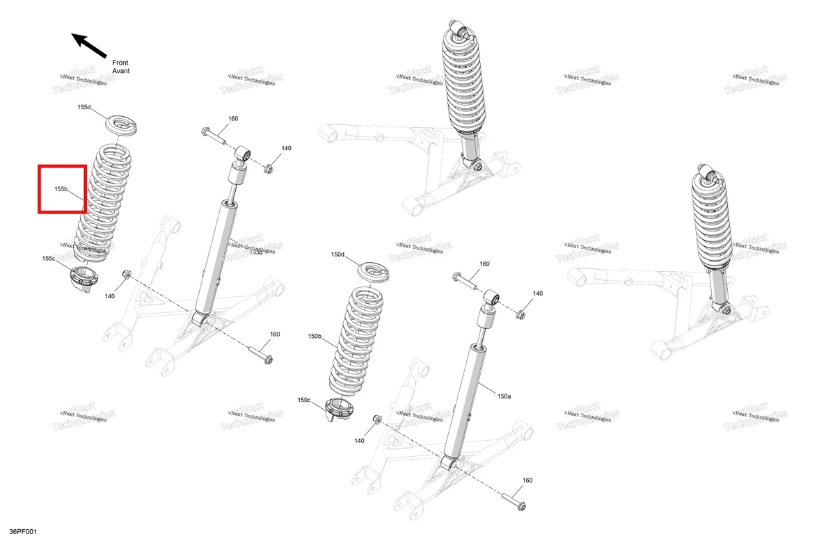 Деталь 706005656 на схеме узла 2026 Can-Am OUT-MAX - 6X6 - DPS - 700 EFI - 2FTB - Granite Grey Suspension - Rear Shocks