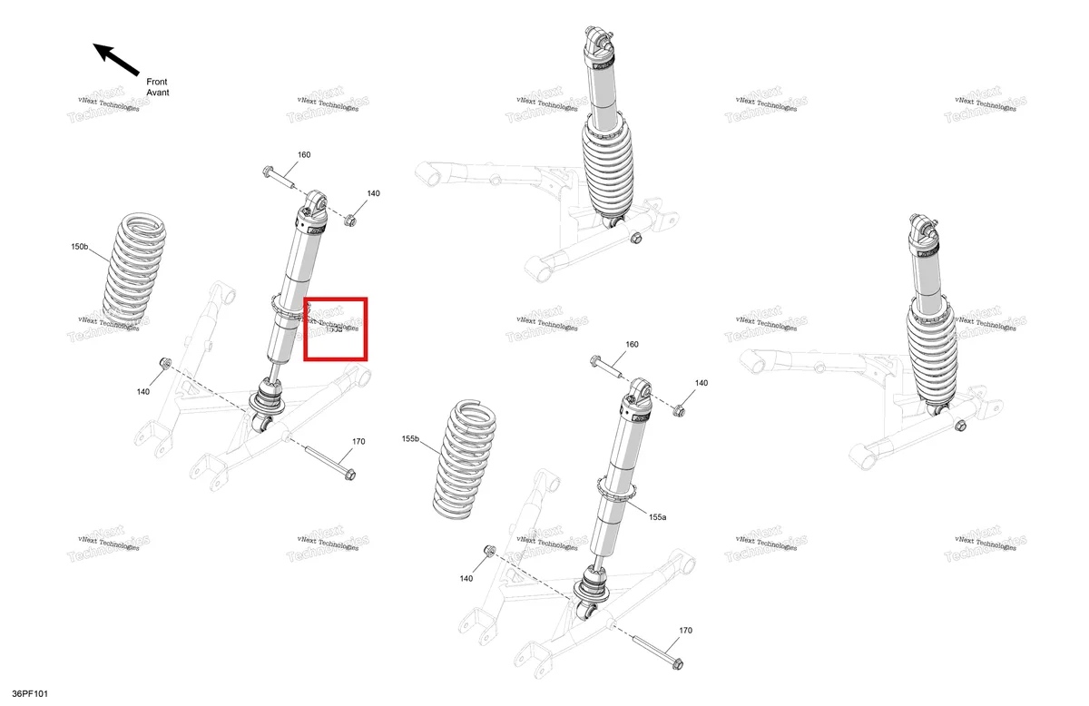 Деталь 706005683 на схеме узла 2026 Can-Am OUT-MAX - 6X6 - BACKCOUNTRY - 1000R EFI - 2KTA - Stealth Black Suspension - Rear Shocks
