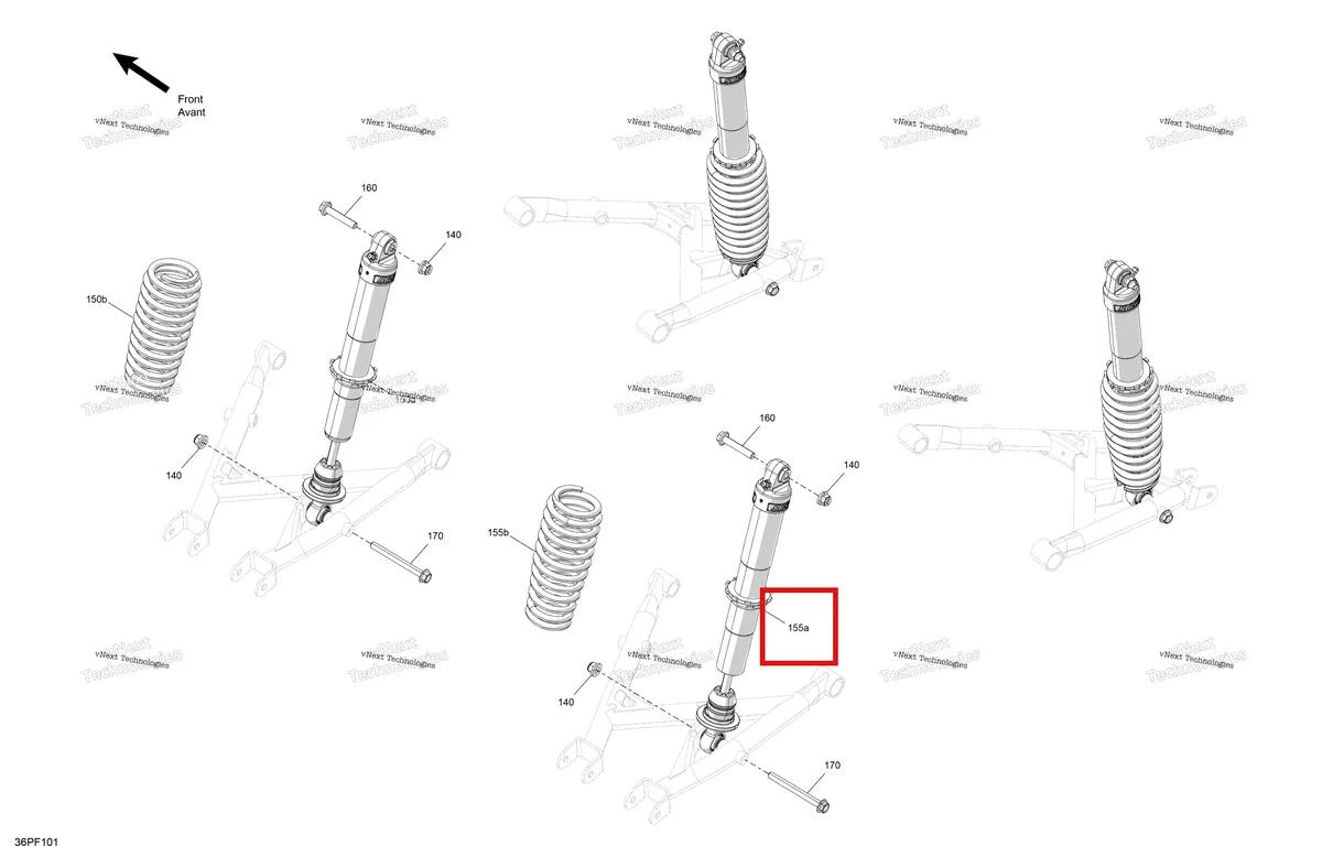 Деталь 706005688 на схеме узла 2026 Can-Am OUT-MAX - 6X6 - BACKCOUNTRY - 1000R EFI - 2KTA - Stealth Black Suspension - Rear Shocks