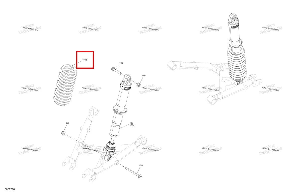 Деталь 706005697 на схеме узла 2025 Can-Am OUTLANDER - 4X4 - XMR - 850 - 4KSA - Granite Grey Suspension - Rear Shocks