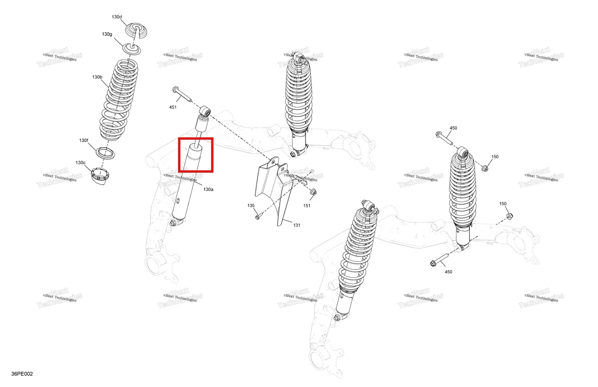Деталь 706005816 на схеме узла 2025 Can-Am OUT-MAX - 6X6 - XT - 1000 EFI - 5ZSA - Boreal Green Suspension - Rear Shocks