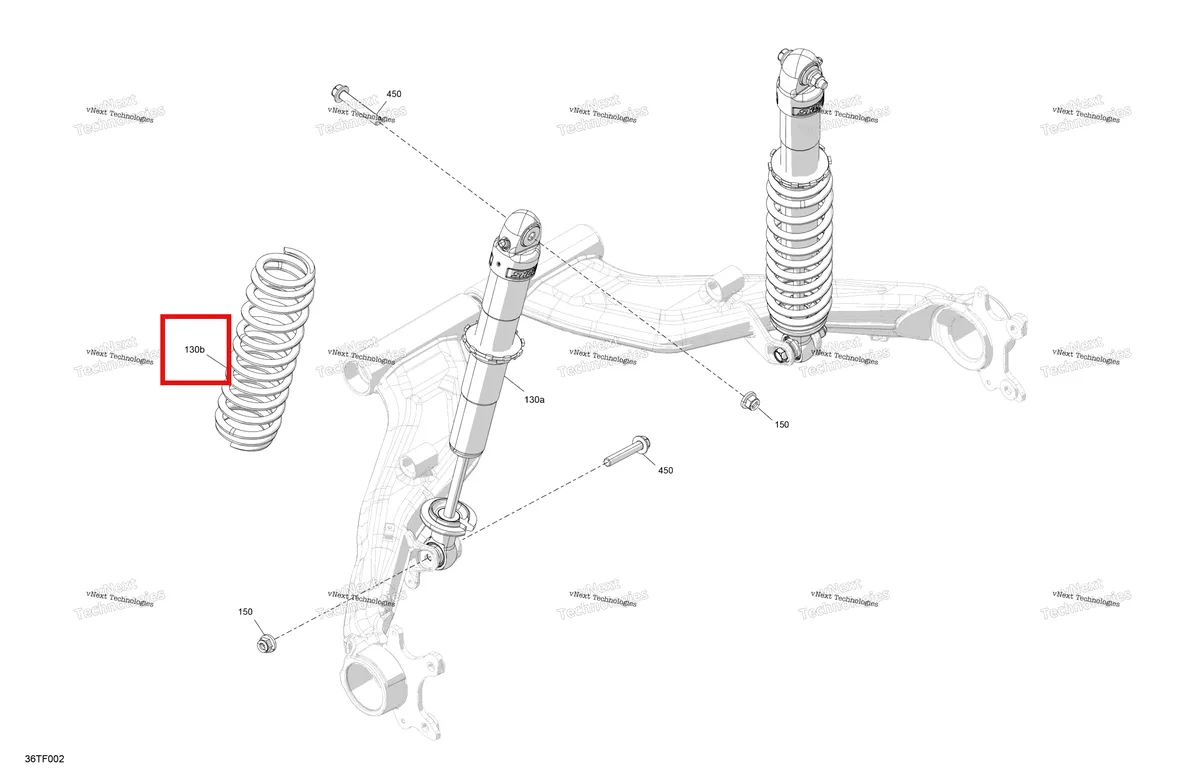 Деталь 706005829 на схеме узла 2026 Can-Am RENEGADE - 4X4 - XMR - 650 EFI - 5TTA - Catalyst Gray Suspension - Rear Shocks