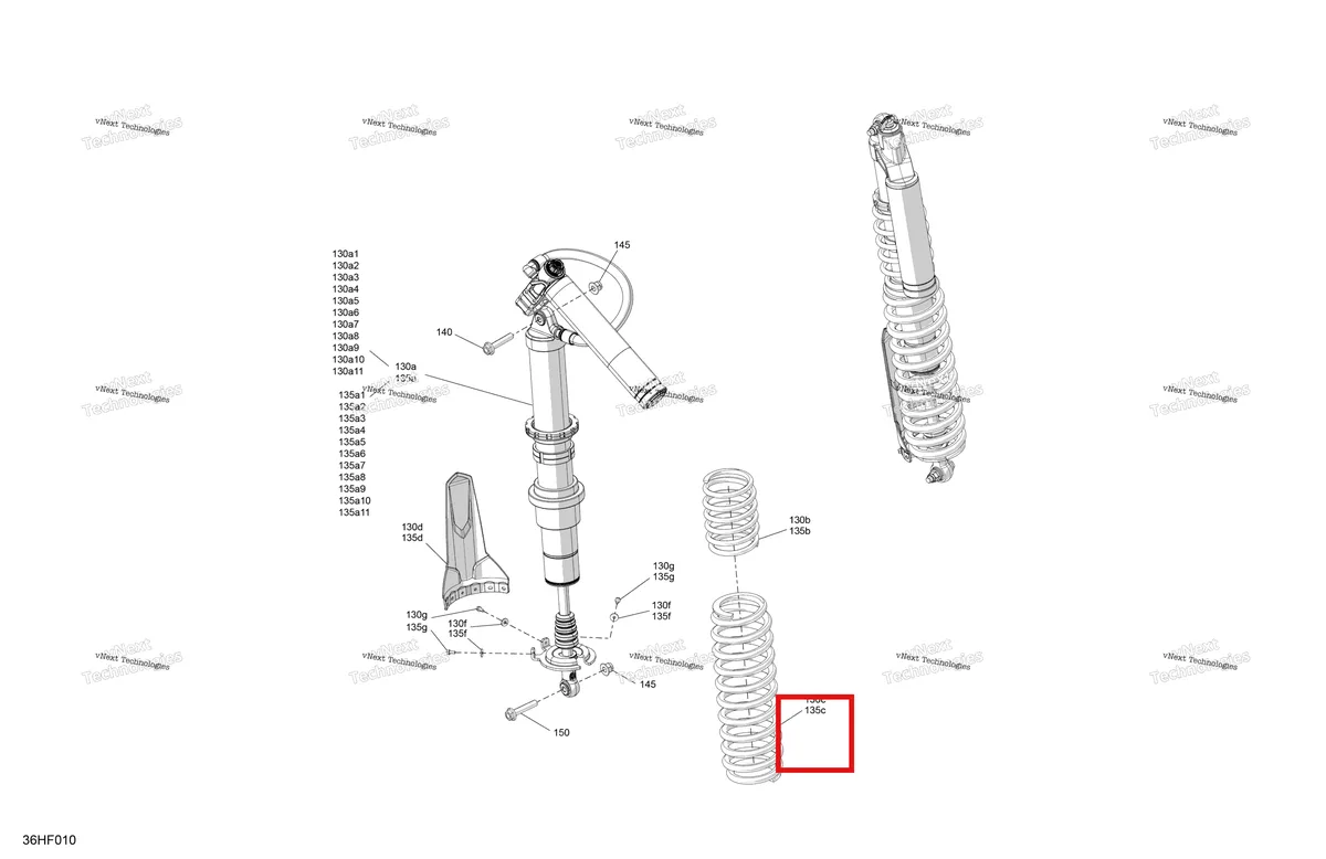 Деталь 706005978 (Левый задний Adjustable амортизатор включает 130 a to 130 a11 Can-Am Maverick Turbo RR XRS (2026) (706005978)) на схеме узла 2026 Can-Am Maverick - TURBO RR - XRS STD - 7TT4 - Dusty Navy Satin - 72