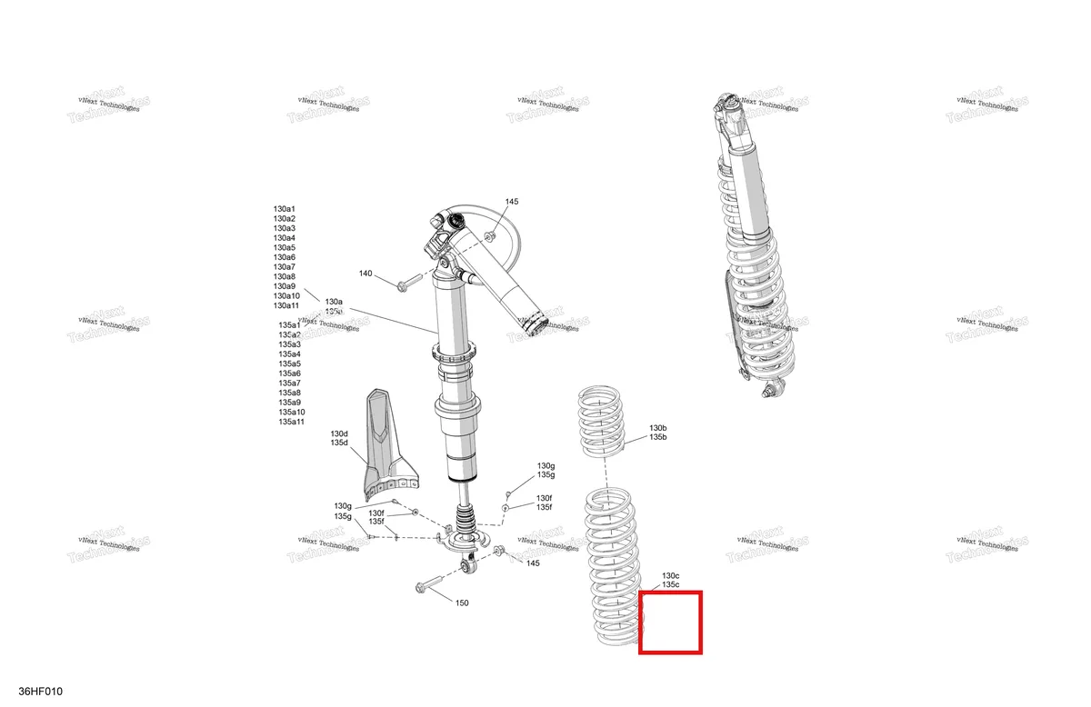 Деталь 706005979 (Правый задний Adjustable амортизатор включает 135 a to 135 a11 Can-Am Maverick Turbo RR XRS (2026) (706005979)) на схеме узла 2026 Can-Am Maverick - TURBO RR - XRS STD - 7TT4 - Dusty Navy Satin - 72