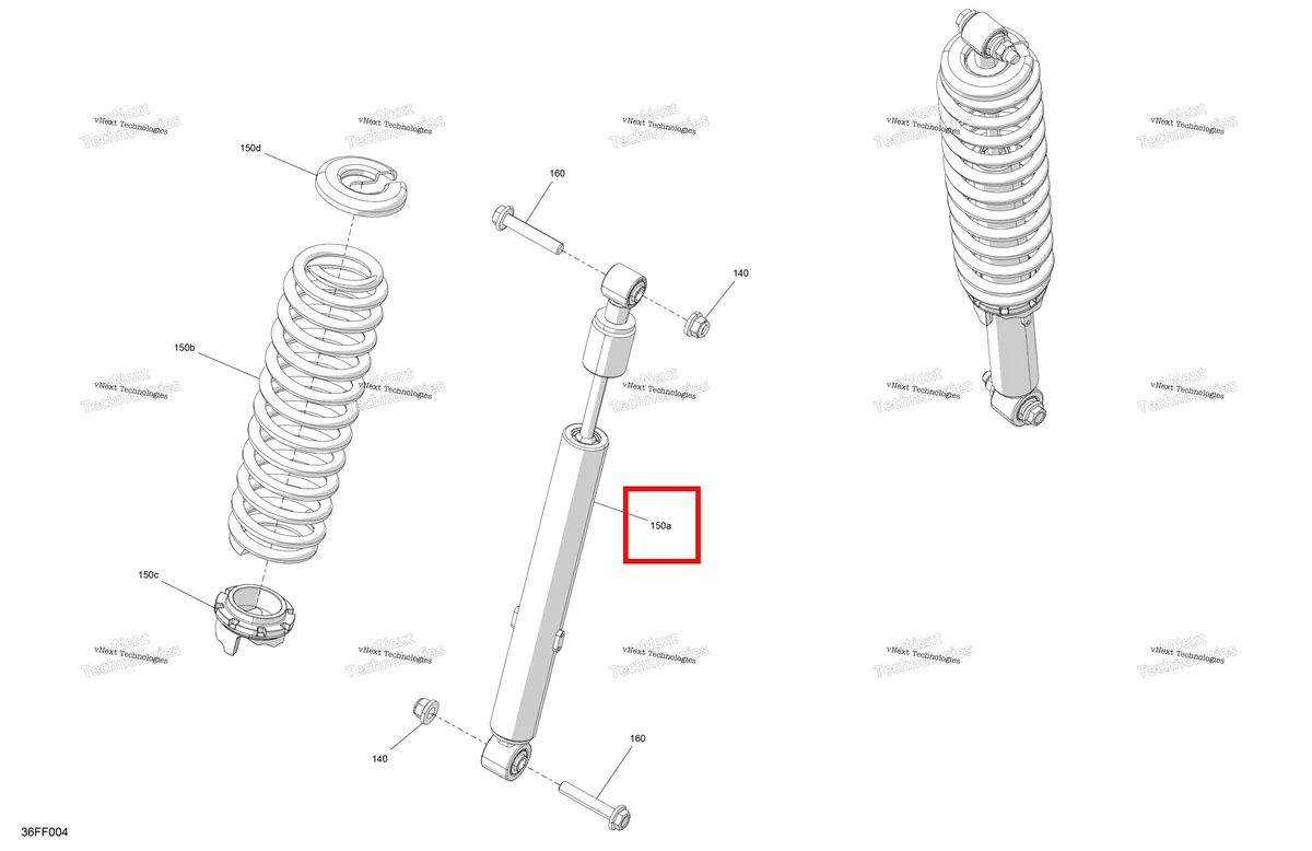 Деталь 706006037 на схеме узла 2026 Can-Am OUTLANDER - 4X4 - EV - 2WTB - Bright White Suspension - Rear Shocks