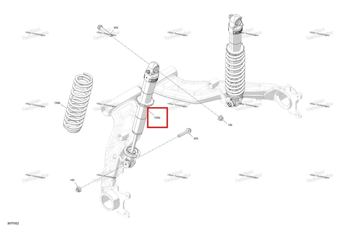 Деталь 706006039 на схеме узла 2026 Can-Am RENEGADE - 4X4 - XMR - 650 EFI - 5TTA - Catalyst Gray Suspension - Rear Shocks