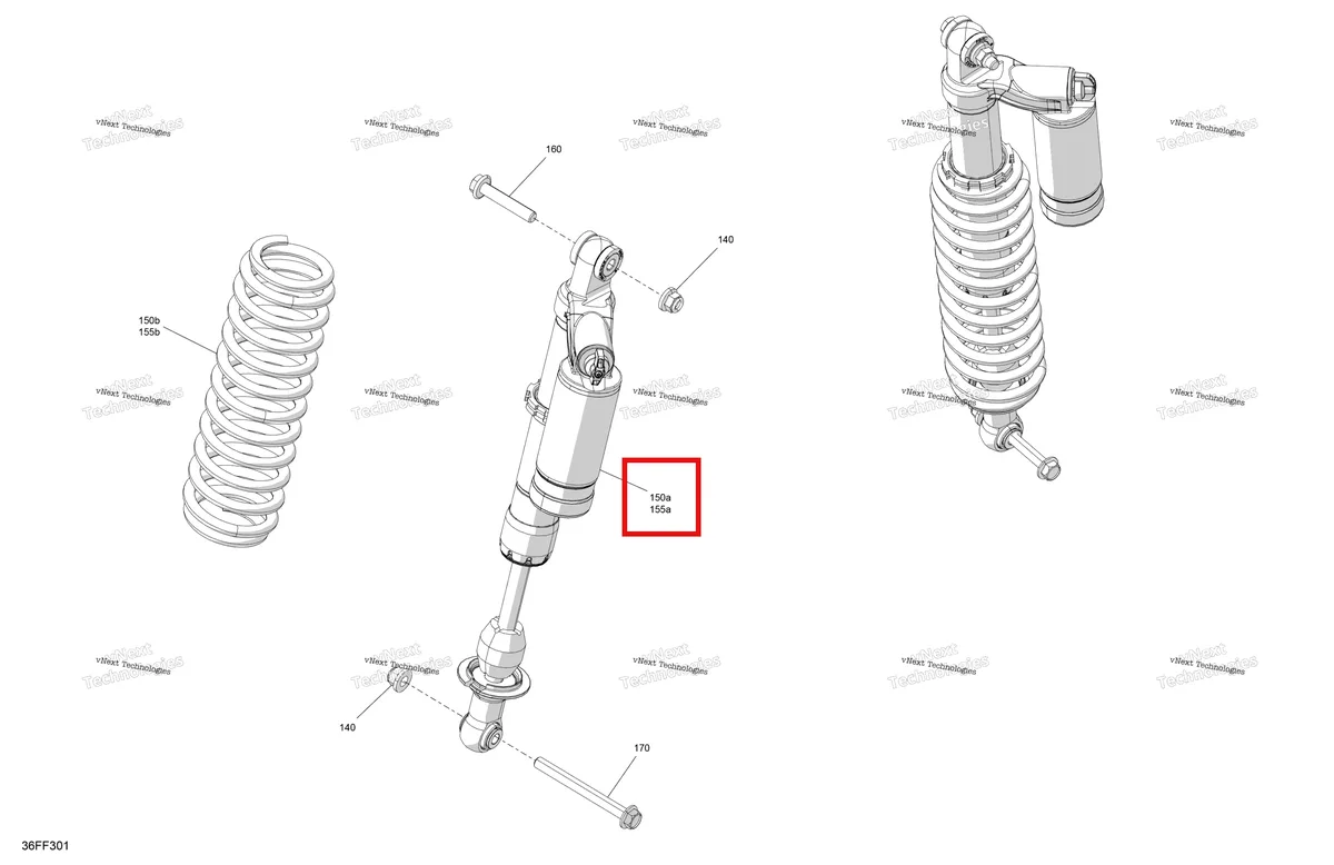 Деталь 706006169 на схеме узла 2026 Can-Am OUTLANDER - 4X4 - XTP - 1000R - 4HTB - CALI - Mineral Gray Satin Suspension - Rear Shocks