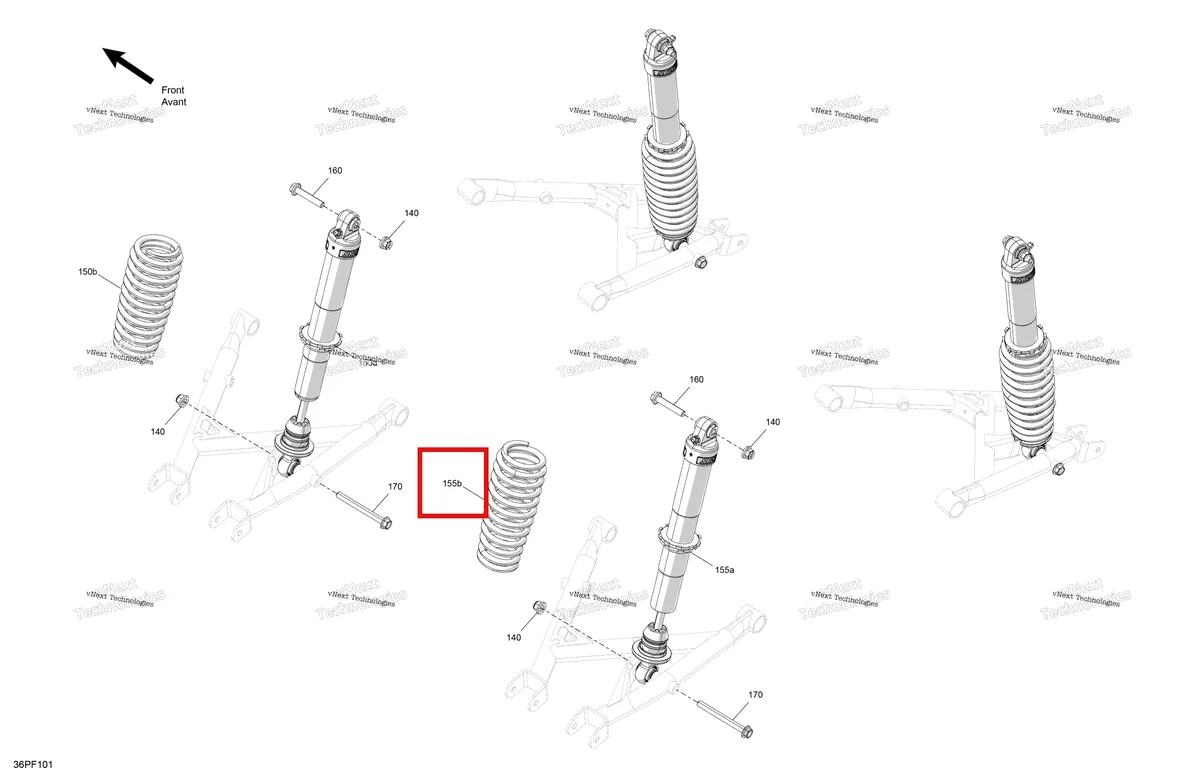 Деталь 706006217 на схеме узла 2026 Can-Am OUT-MAX - 6X6 - BACKCOUNTRY - 1000R EFI - 2KTA - Stealth Black Suspension - Rear Shocks