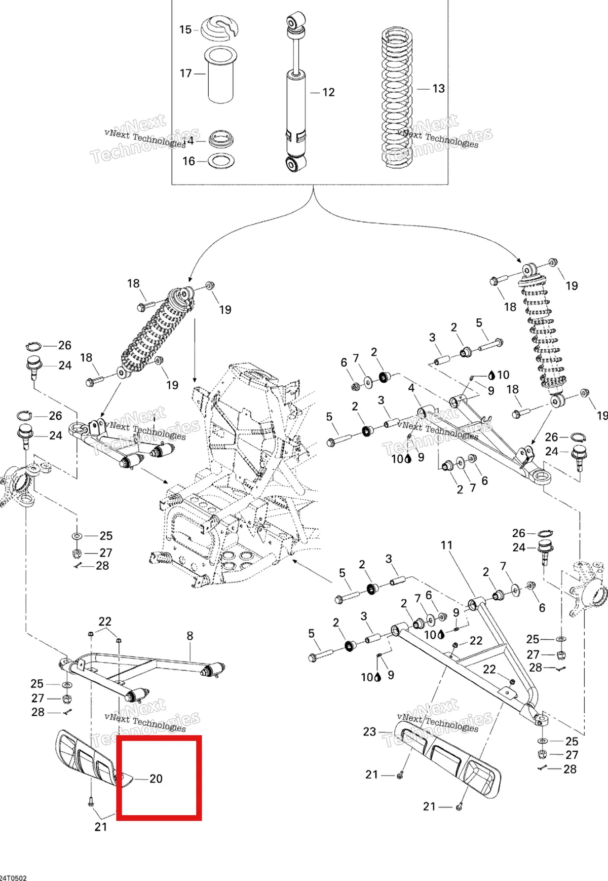 Деталь 706200179 на схеме узла 2005 Can-Am Traxter 5 Speed Front Suspension