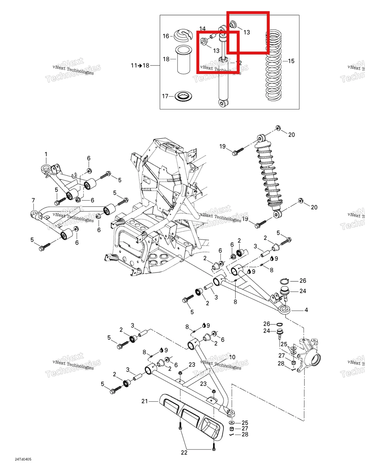 Деталь 706200185 на схеме узла 2004 Can-Am Quest STD Front Suspension