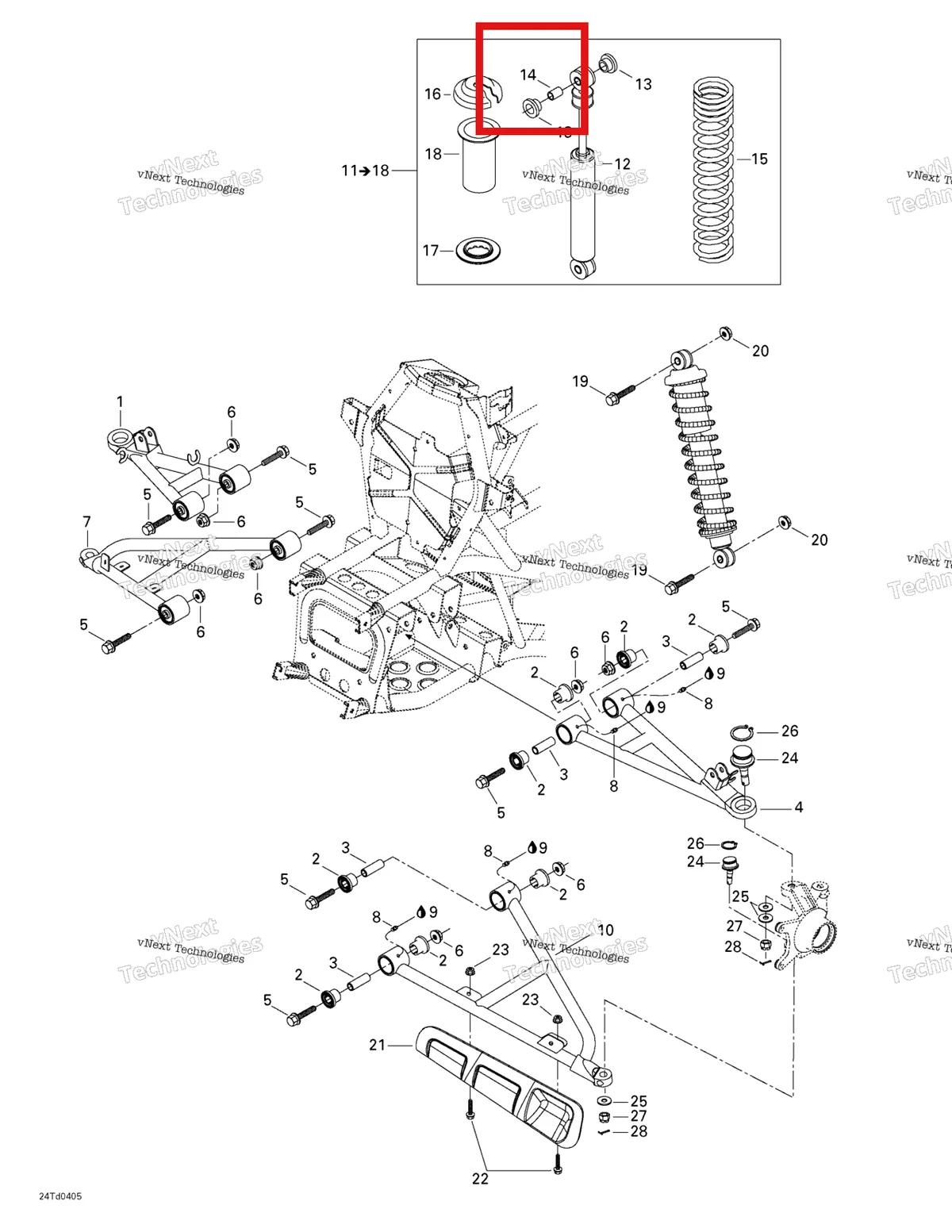 Деталь 706200186 на схеме узла 2004 Can-Am Quest STD Front Suspension