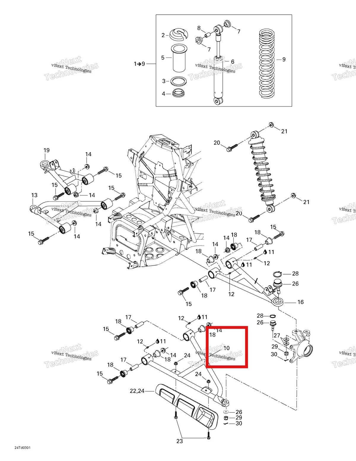 Деталь 706200200 на схеме узла 2003 Can-Am Quest 500 Front Suspension