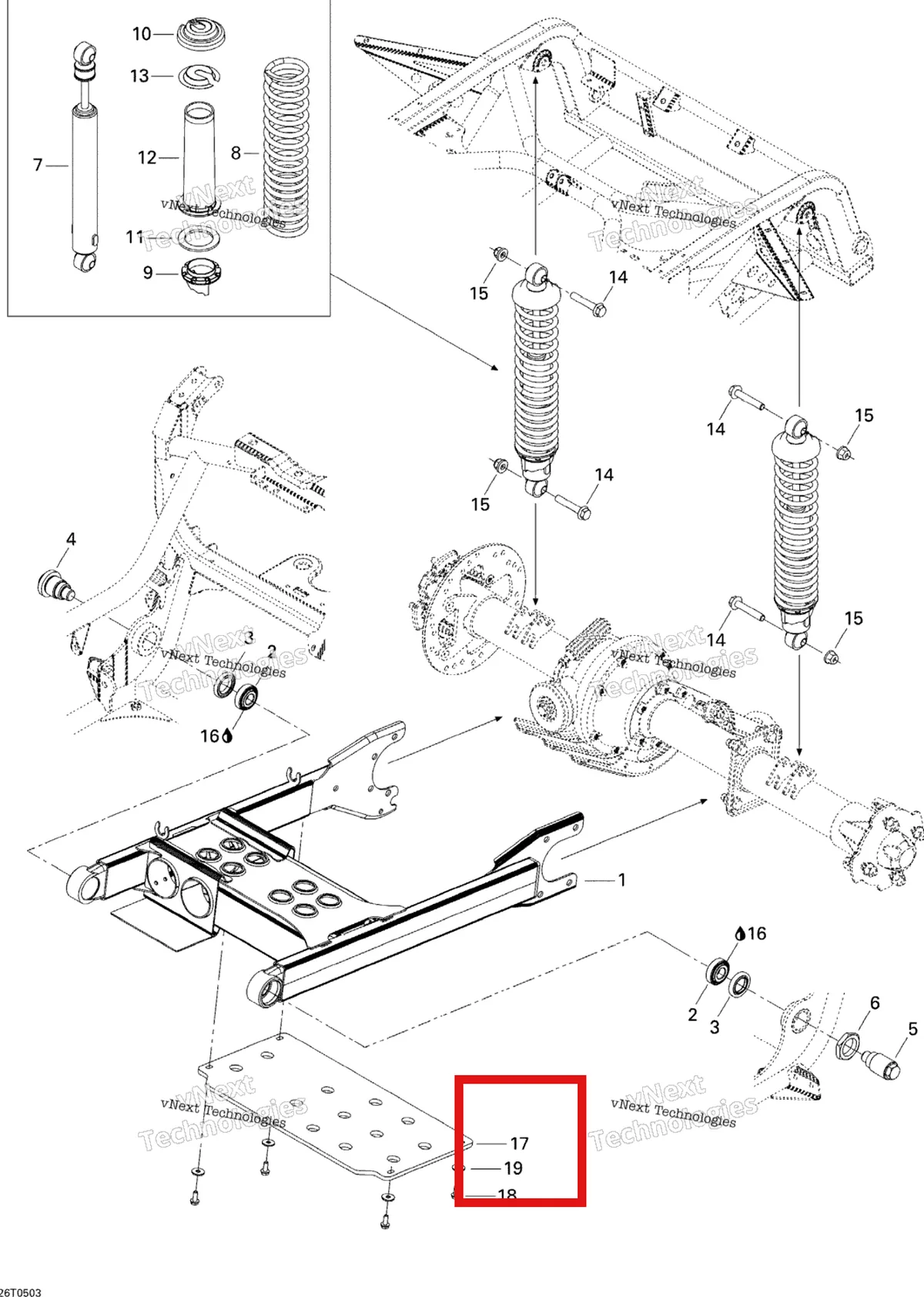 Деталь 706200293 на схеме узла 2005 Can-Am Traxter XL Rear Suspension
