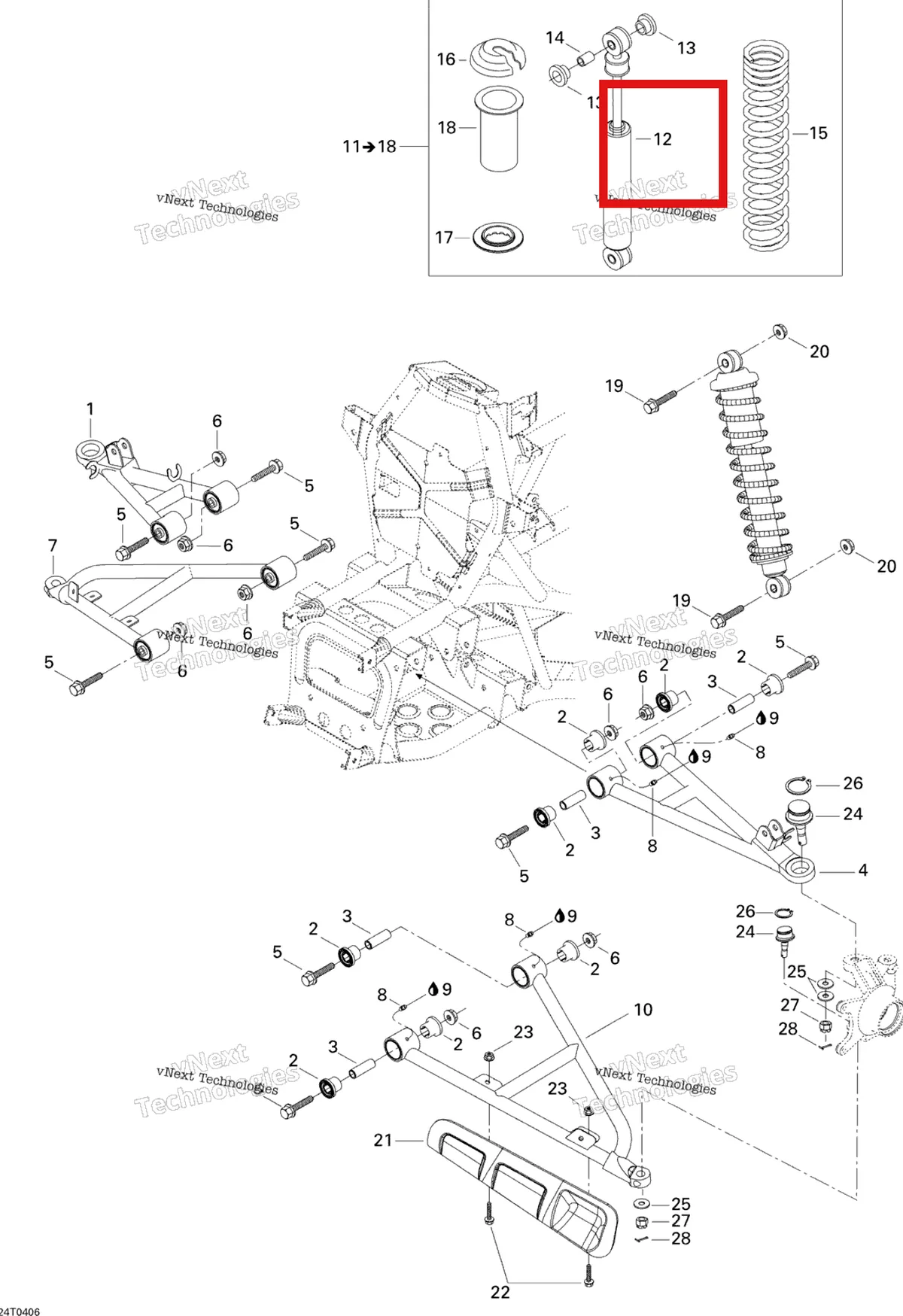 Деталь 706200300 на схеме узла 2004 Can-Am Quest MAX Front Suspension
