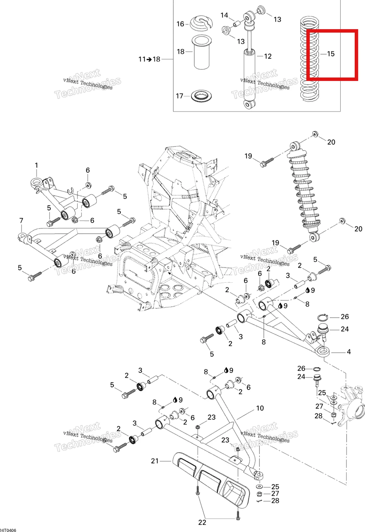 Деталь 706200358 на схеме узла 2004 Can-Am Quest MAX Front Suspension
