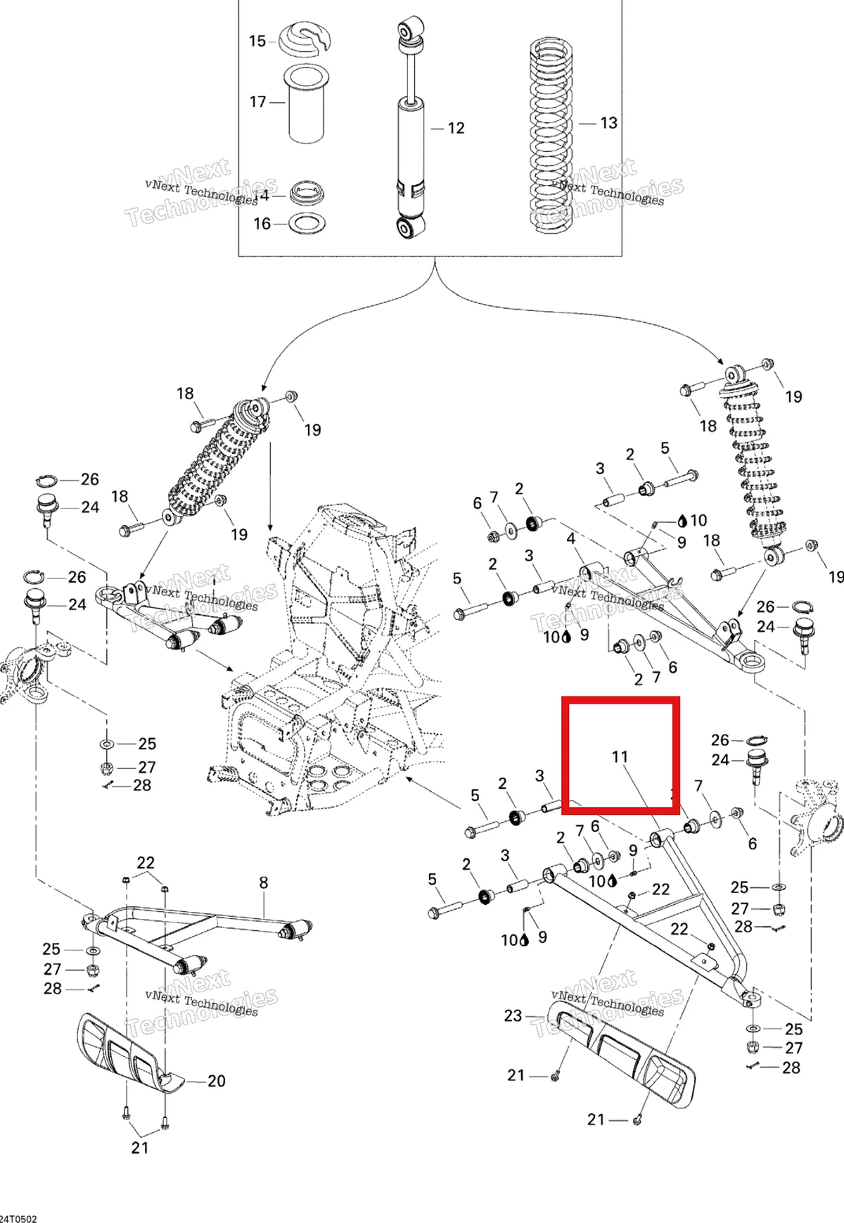 Деталь 706200365 на схеме узла 2005 Can-Am Traxter 5 Speed Front Suspension
