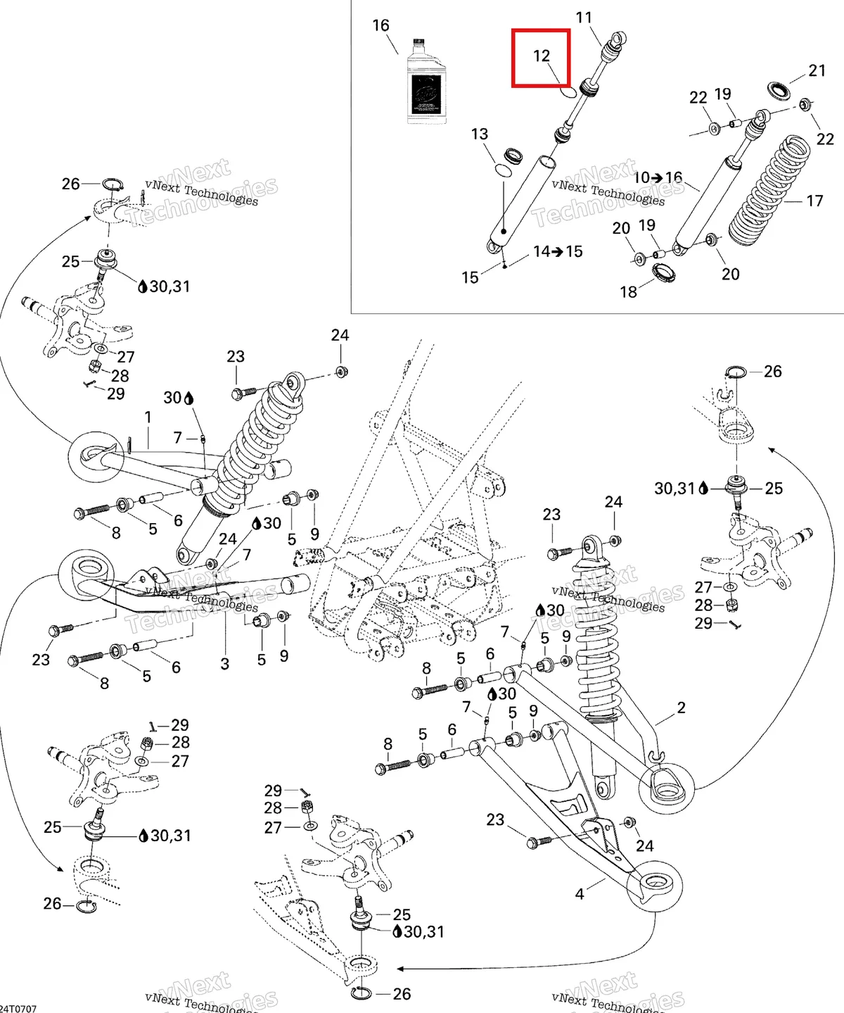 Деталь 706200392 на схеме узла 2007 Can-Am DS 650 X Front Suspension