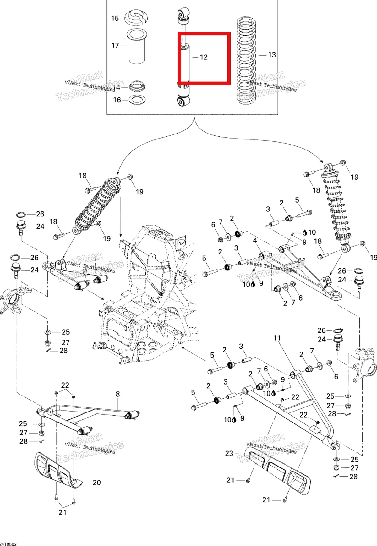Деталь 706200429 на схеме узла 2005 Can-Am Traxter 5 Speed Front Suspension