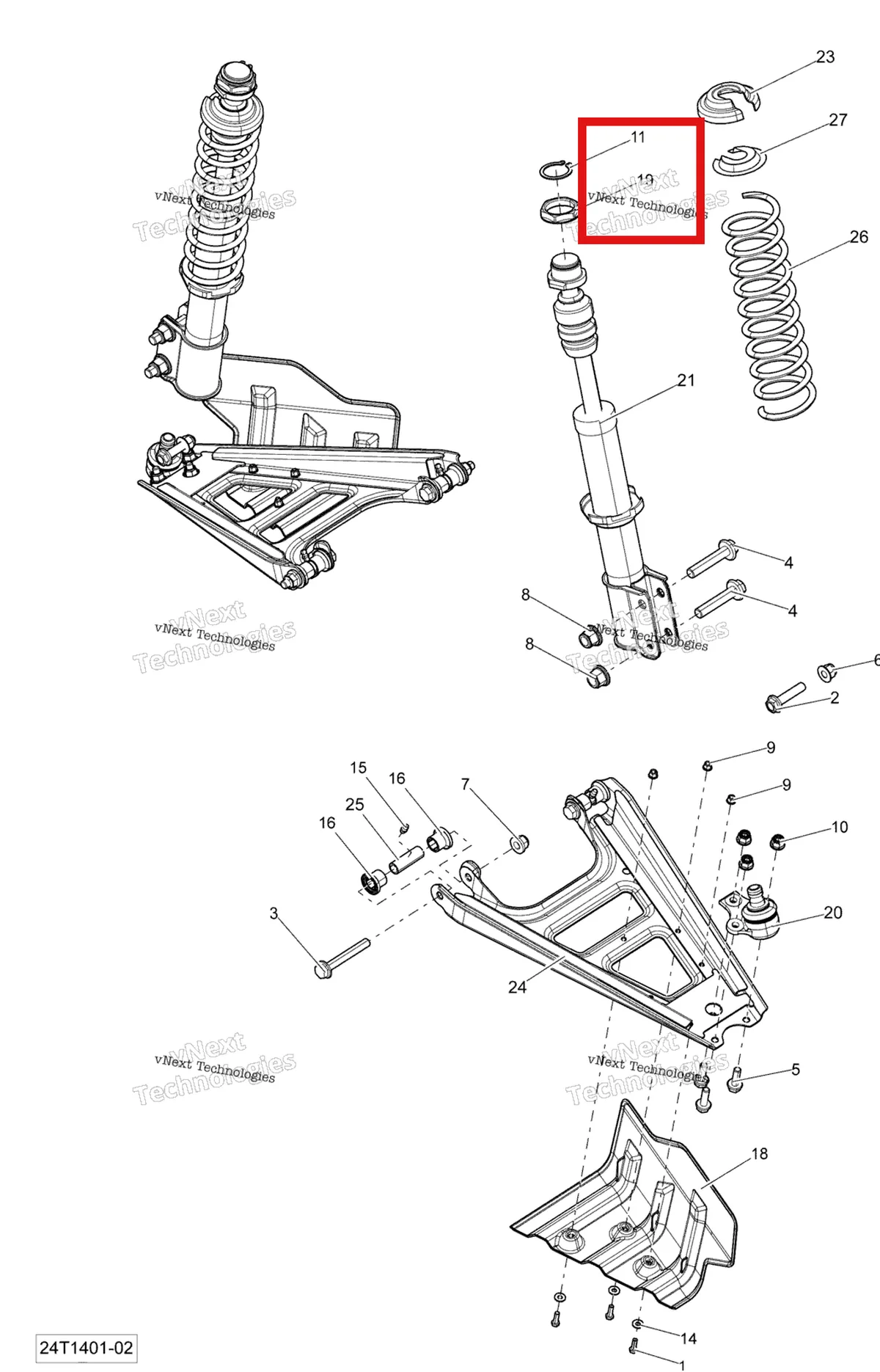 Деталь 706200443 на схеме узла 2014 Can-Am OUTLANDER 400 EFI, STD, XT Front Suspension