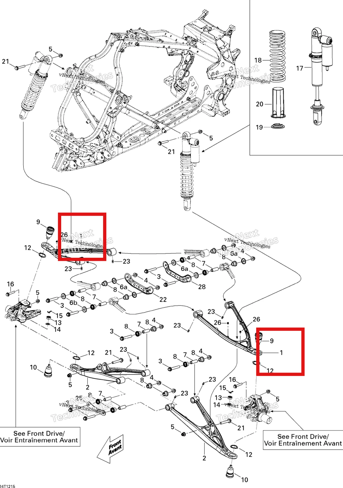 Деталь 706200454 на схеме узла 2015 Can-Am DS 450EFI STD Front Suspension