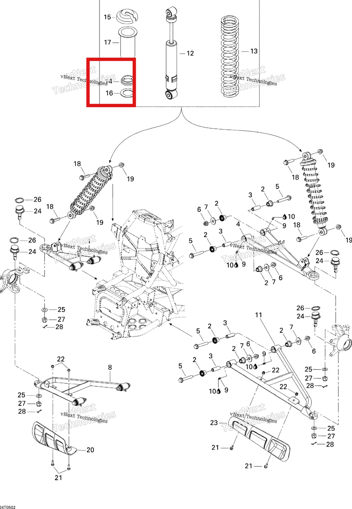 Деталь 706200460 на схеме узла 2005 Can-Am Traxter 5 Speed Front Suspension