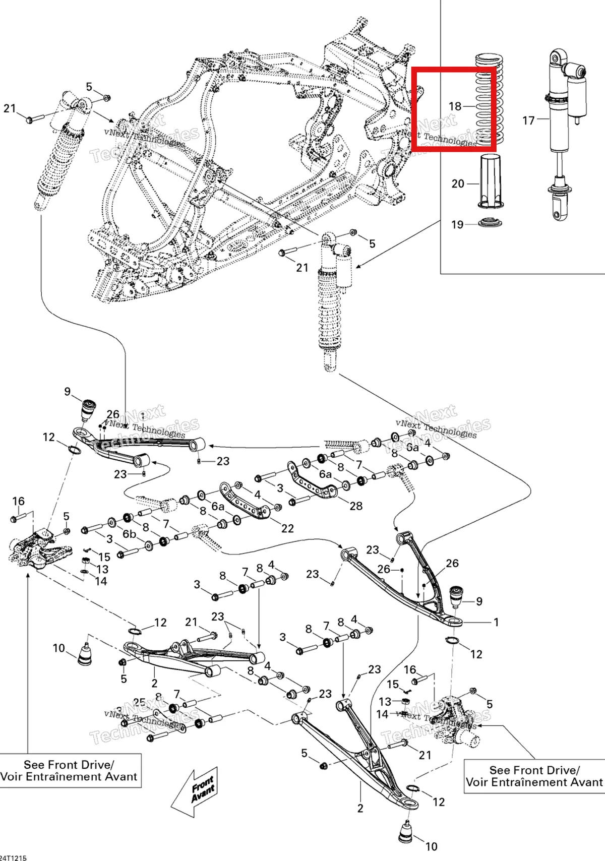 Деталь 706200481 на схеме узла 2015 Can-Am DS 450EFI STD Front Suspension